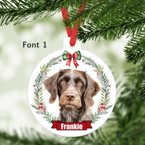German Wire Haired Pointer, Dog Ornament, Personalized with your dogs name, Dog Lover Gift