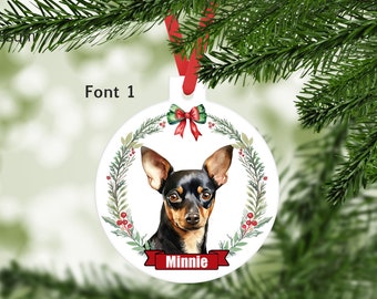 Miniature Pinscher, Min Pin, Mini Pin, Dog Ornament, Personalized with your dogs name, Dog Lover Gift