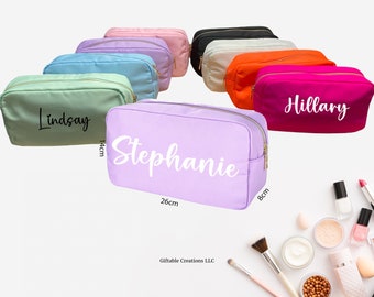Personalized Makeup Bag, Bachelorette Party Gift, Custom Makeup Bag, Nylon Makeup Bag With Vinyl Name On It, Toiletry Bag, Cosmetic Bag