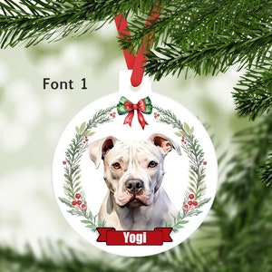 American Bulldog, Bully, Dog Ornament, Personalized with your dogs name, Dog Lover Gift
