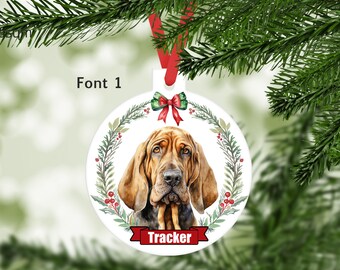 Bloodhound, Dog Ornament, Personalized with your dogs name, Dog Lover Gift