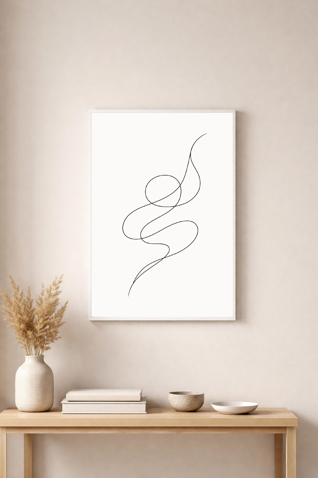 Abstract One Line Art Print, Minimalist Line Drawing, Scandinavian ...