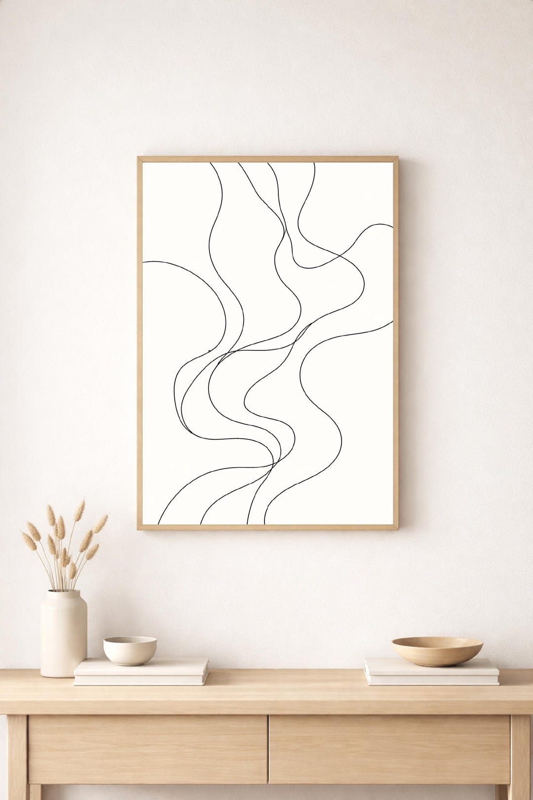 Abstract Flow Line Art Print, Minimal Scandinavian Wall Art, Modern ...