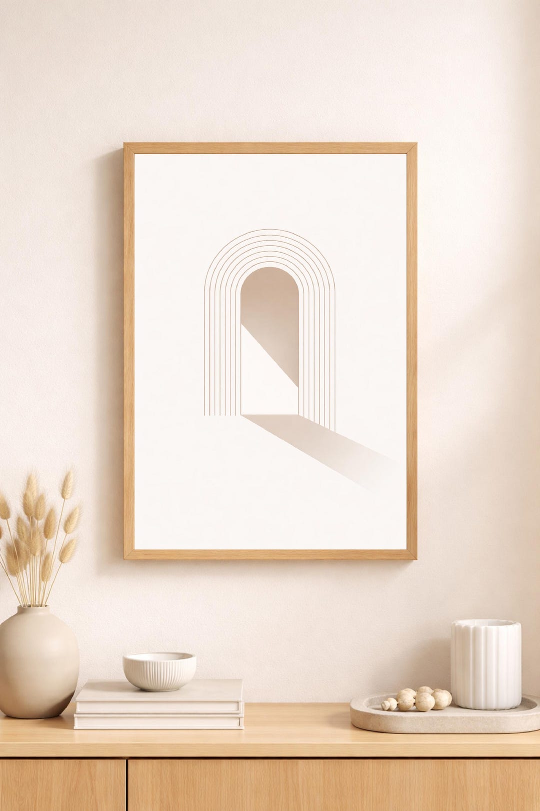 Minimalist Arch Wall Art, Neutral Beige Geometric Doorway Poster ...