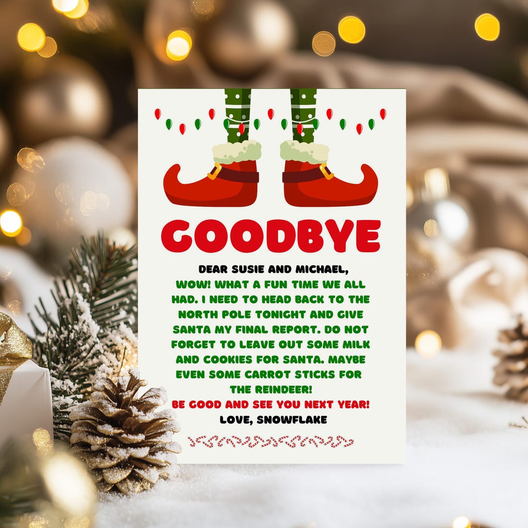 Editable Elf Goodbye Letter: Christmas Farewell Note (digital Download ...