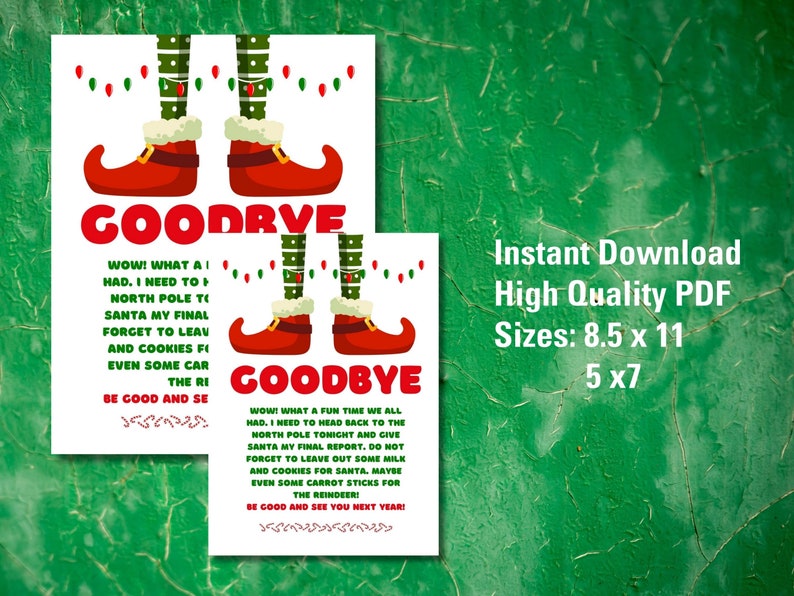 Elf Arrival & Goodbye Letter Kit, Printable Christmas Letter (digital ...