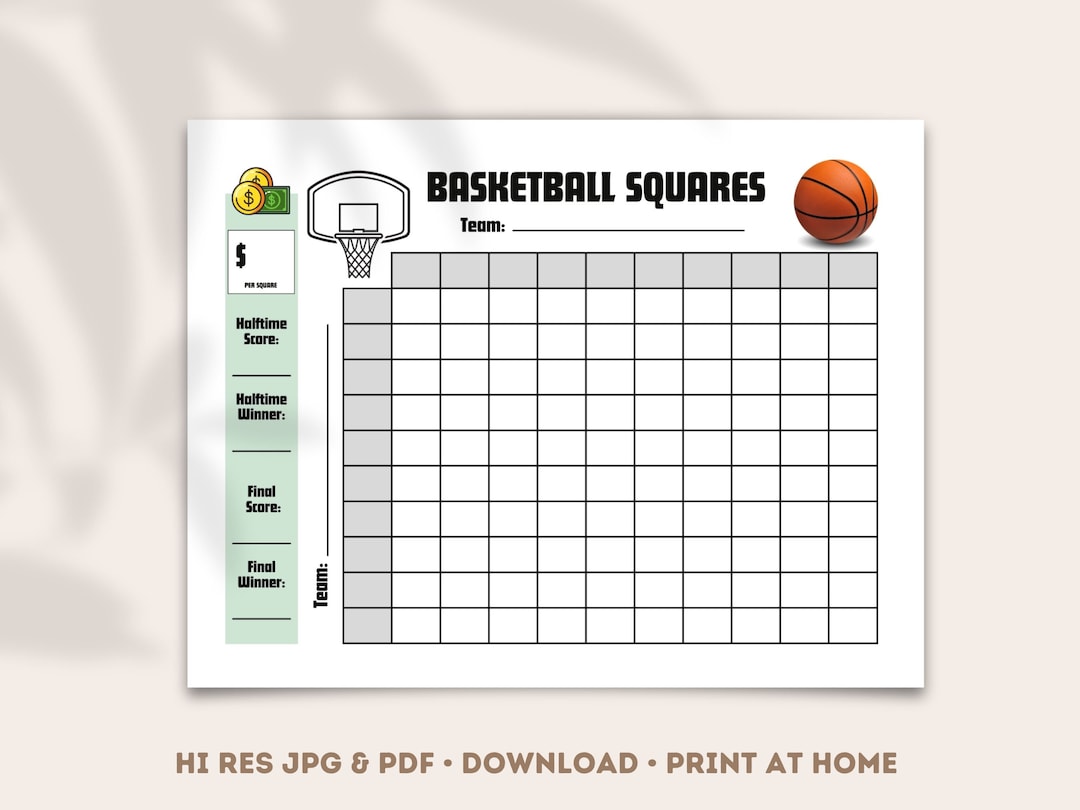 Basketball Squares Printable - College Basketball Tournament ...