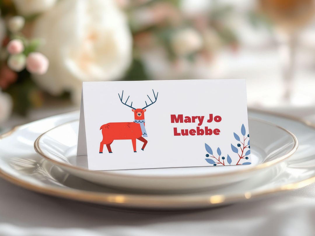 Holiday Place Card Template Custom Christmas Place Card Editable Holiday Place Card Template Custom Christmas Place Card Editable
