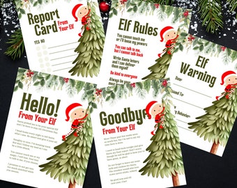 Kit de cartas de llegada de elfos: Hola, adiós, reglas, informe (descarga digital)