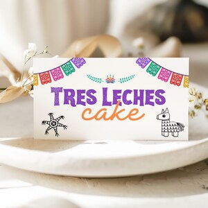 Marque-places Cinco de Mayo modifiables : modèle d&#39;étiquette de nourriture Fiesta (téléchargement instantané)