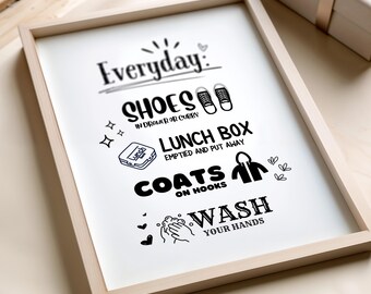 Tabla imprimible de rutina diaria para niños: Lista de verificación para el hogar y la escuela (descarga digital)