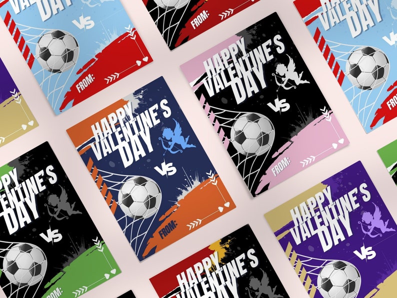 Soccer Valentines Printable, Hi Res PDF Digital Download Boys Kids ...
