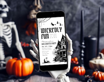 Spooky Halloween Party E-Invite Template: Editable Digital Download