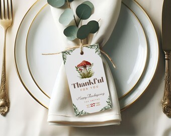 Plantilla editable de etiqueta de regalo de Acción de Gracias: Etiquetas de agradecimiento (descarga digital)