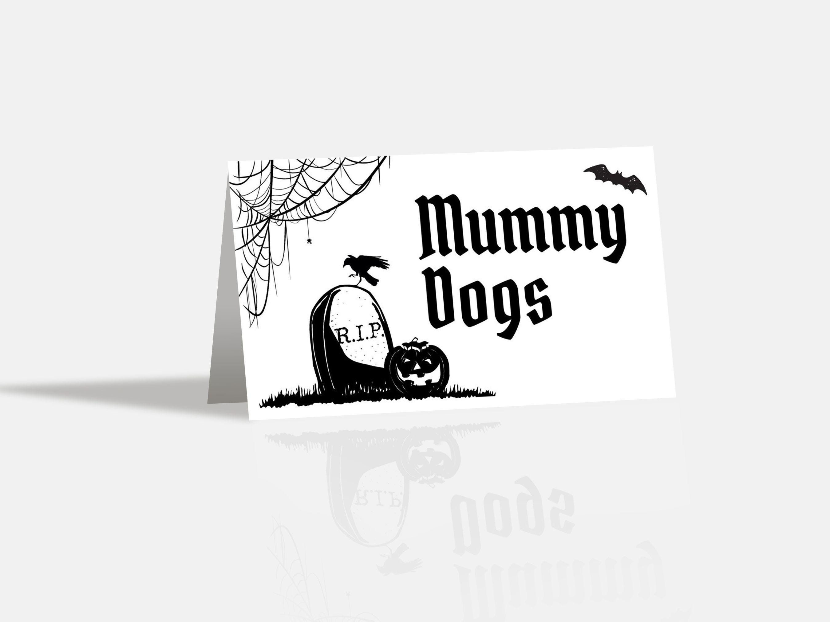 Editable Halloween Food Table Tent Cards: Black & White Buffet Labels (Digital Download)