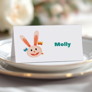 Bearbeitbare Ostertisch Lebensmitteletiketten Vorlagenkarten Benutzerdefinierte Tischkarten Buffettischschilder, Hase, Eikarotten, anpassbares Osteretikett