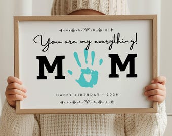 Tarjeta de cumpleaños con huella de mano para mamá: Recuerdo DIY (Descarga digital)