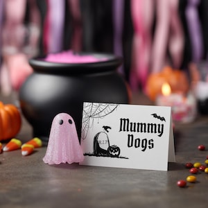 Editable Halloween Food Table Tent Cards: Black & White Buffet Labels (Digital Download)