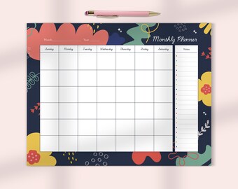 Planificador mensual maximalista audaz: organizador colorido para la oficina en casa