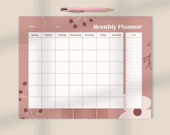 Bloc de notas planificador mensual bohemio: diseño bohemio chic, 11 x 8,5