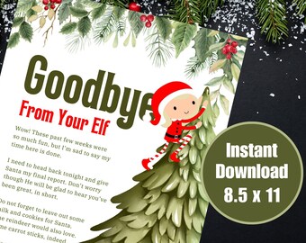 Carta de despedida de elfo: Despedida de Nochebuena imprimible (Descarga digital)