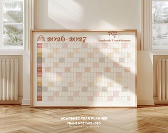 Planificador de pared para el año académico 2026-2027 – Diseño minimalista bohemio