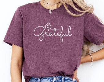 Grateful Leaf Graphic Tee - Unisex Cotton Thanksgiving Shirt