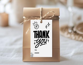 Etiquetas de regalo para agradecer a los profesores / Gracias, eres el/la mejor (PDF, plantilla de Canva)