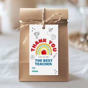 Lehrer Geschenkanhänger, Dankeskarten, Lehrer Wertschätzung Printable Label, Ende des Schuljahres, Vorschule Kindergarten Sofort Download