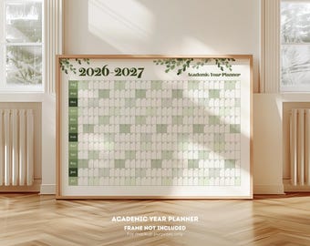 Planificador mural del año académico 2026-2027 – Calendario mural botánico verde