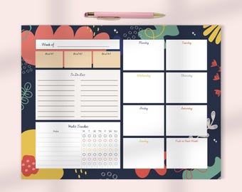 Planificador semanal maximalista: registro de hábitos sin fecha