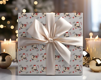 Wrapping Paper, Pug Christmas Gift Wrap Roll, Holiday Fun, Festive Present Packaging, Cute Dog Xmas Decor, Unique Dog Lover Gift, Decorative