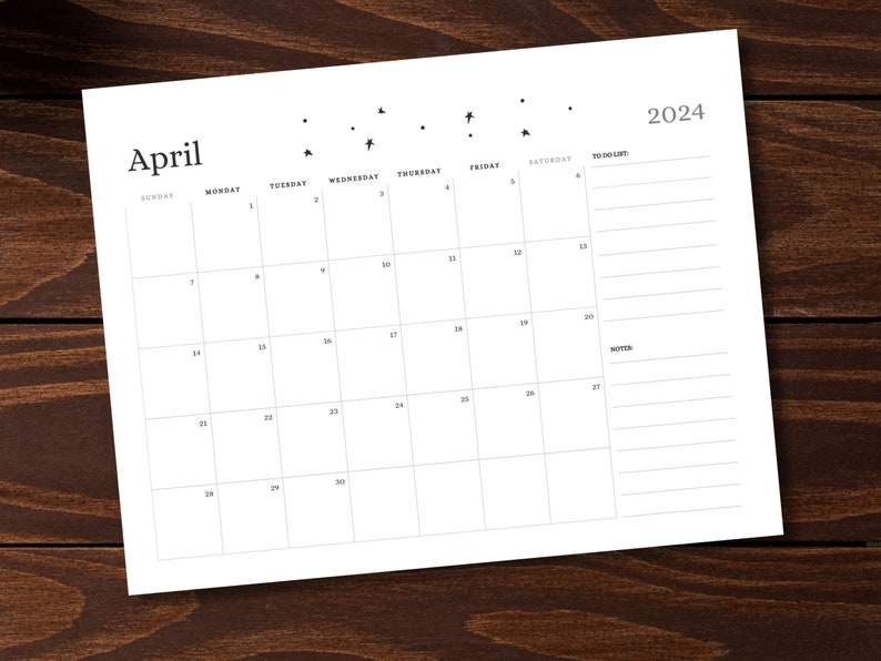2024 Printable Desk Calendar, Minimalist Design, Digital Download, Hi ...