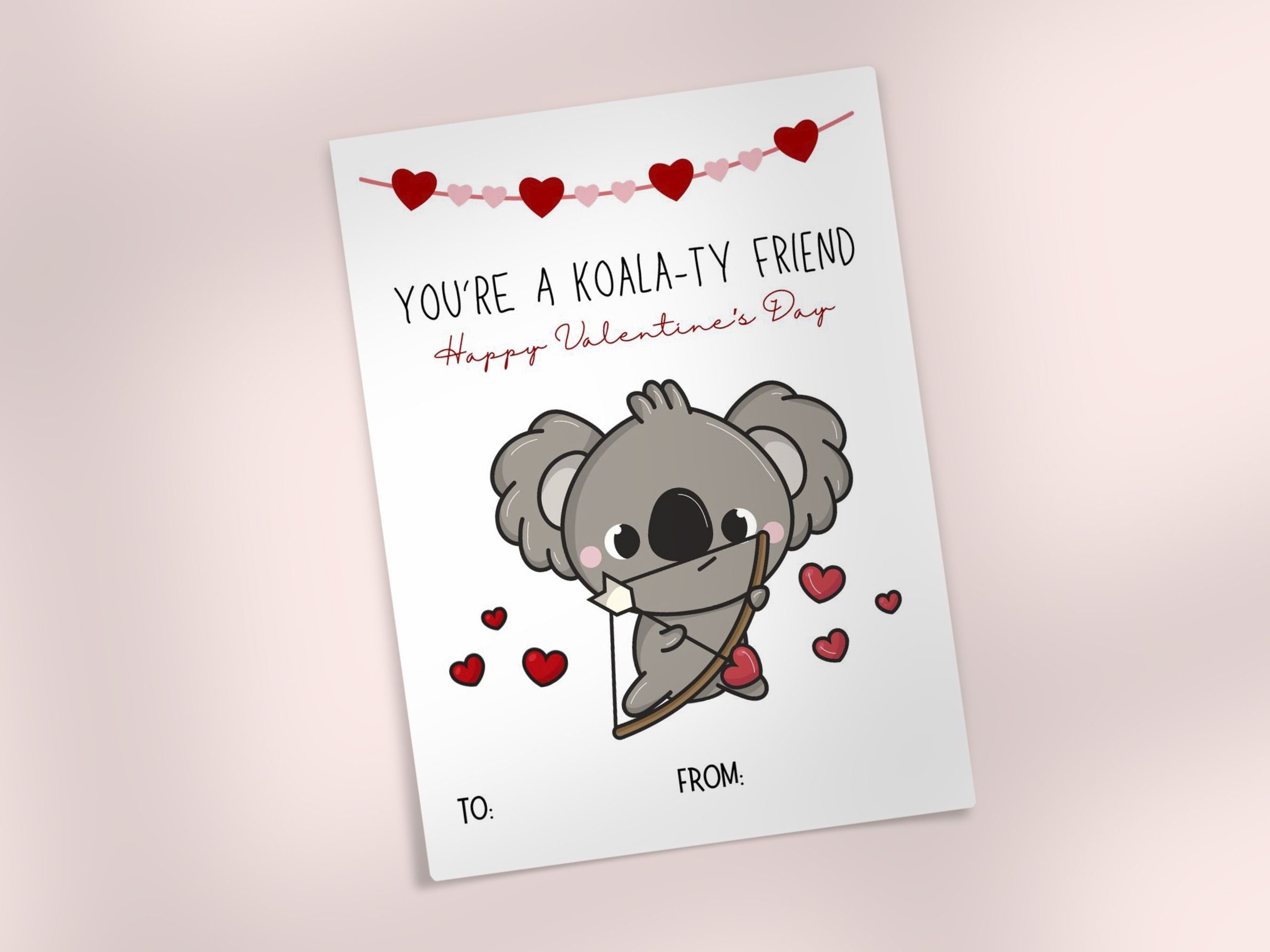 Koala Valentines, Koala Valentine Printable, Koala PDF, Candy Heart ...