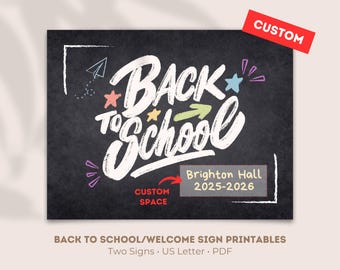 Letrero imprimible personalizado de regreso a clases: Decoración de bienvenida para el aula (descarga digital)