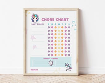 Unicorn Chore Chart Printable: Daily & Weekly Task Tracker (Digital Download)