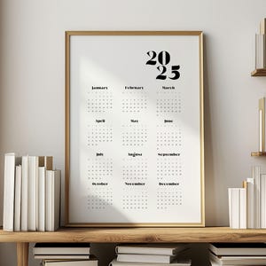 2025 Wall Calendar: Minimalist Black and White Year Planner