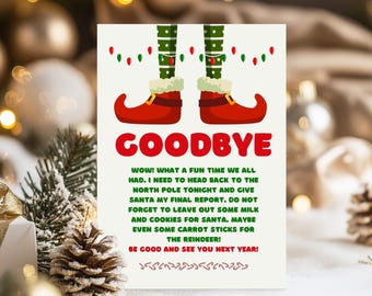 Printable Elf Goodbye Letter: Christmas Farewell Note (Digital Download)