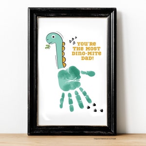 Arte com impressão de mão, presente para ele, impressão de mão de dinossauro para o Dia dos Pais, presente de aniversário, ocasiões especiais. Download digital, para impressão, artesanato faça você mesmo.