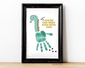Arte con huellas de dinosaurio: Regalo DIY para el Día del Padre (Descarga digital)