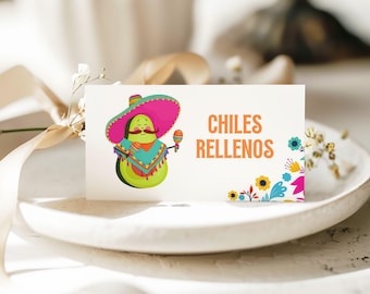 Editable Cinco de Mayo Food Table Tents: Fiesta Buffet Place Cards (Digital Download)