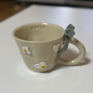 Custom Pottery Mug, Handmade Bow Cup, Personalized Text Gift, gifts for her, custom cup image 7