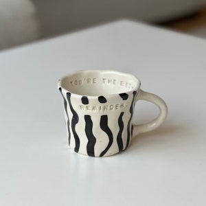 Custom Striped Ceramic Mug: Handmade Pottery Travel Tumblr