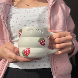 Personalized Pottery Mug: Handmade Custom Ceramics, Quirky Fruity Design