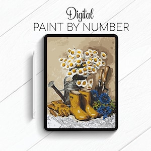 Vintage Gardening - Still-Life - Paint By Number for Procreate - Color By Numbers Digital Kit - Brain Yoga