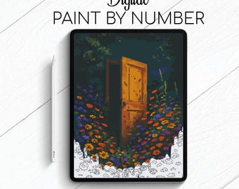 Fantasy Door - Paint By Number for Procreate - Color By Numbers Digital Kit - Brain Yoga