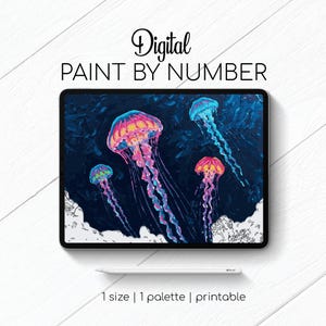 Jellyfishes - Paint By Number for Procreate - Color By Numbers Digital Kit - Brain Yoga