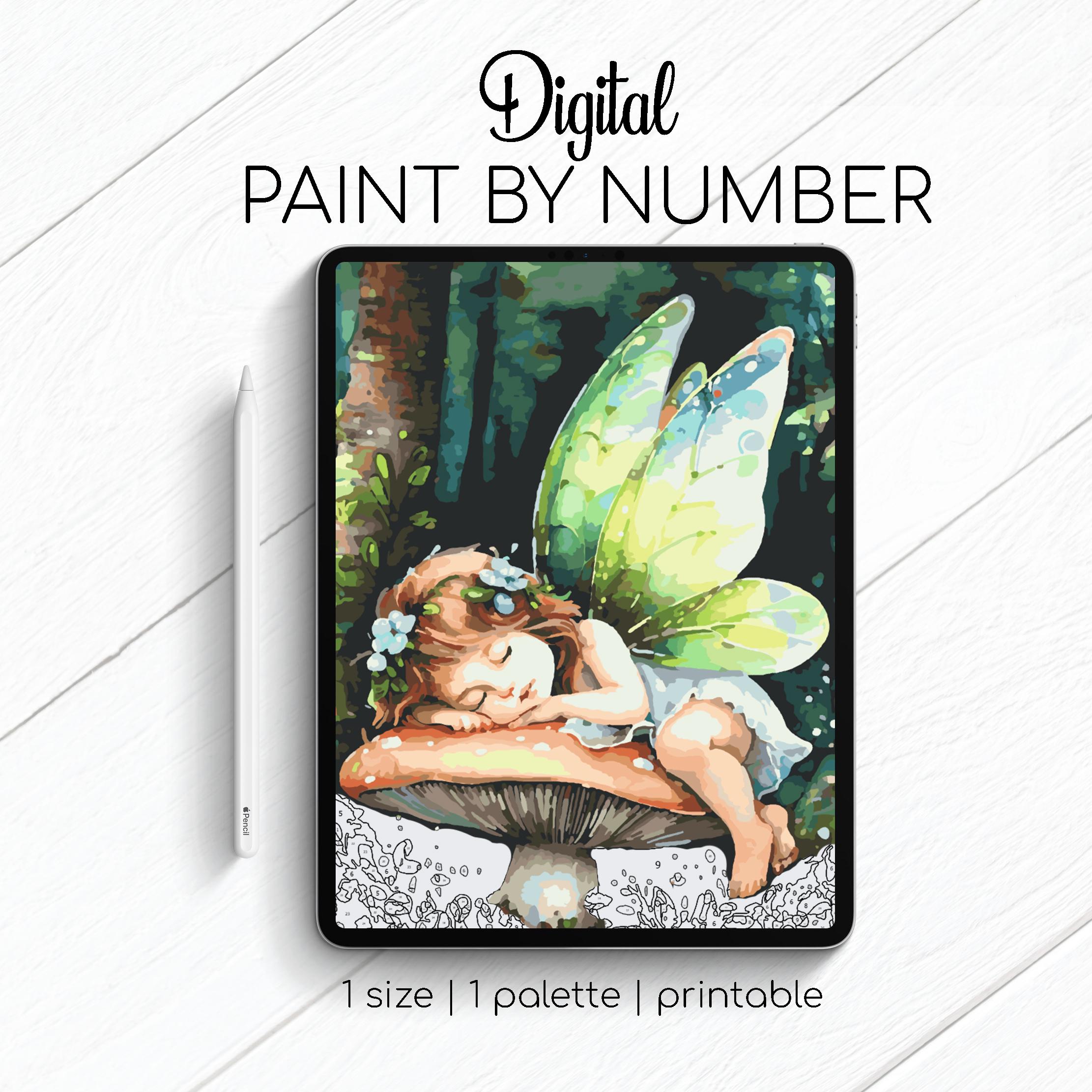 Dulces sueños de la pequeña hada – Kit de pintura por números para Procreate, Fresco y Sketchbook | Arte digital por números