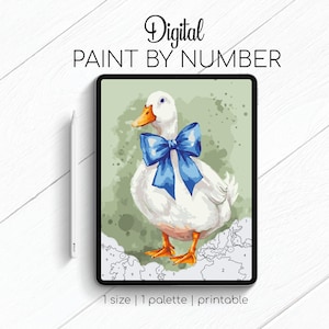 White Duck - Paint By Number for Procreate - Color By Numbers Digital Kit - Brain Yoga