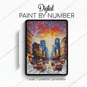 Sunset in the City - Paint By Number for Procreate - Color By Numbers Digital Kit - Brain Yoga